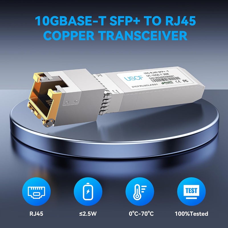 Uscf 10GBase-T SFP+ to RJ45 Transceiver-10G SFP+ Copper Module (Cat6a, up to 30m)-Compatible with Cisco, Ubiquiti UniFi, Fortinet, TP-Link, Meraki, MikroTik, Supermicro - Image 5